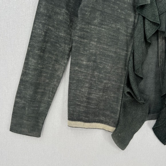 JUICY COUTURE Cardigan Sweater Womens XS Gray Merino Wool Ruffle One Button - Picture 7 of 16